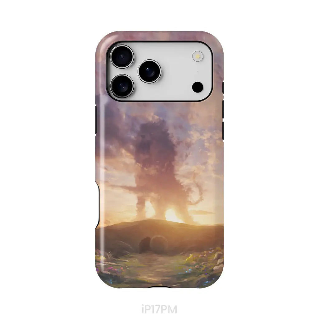 Lion of Judah above the empty tomb He is risen phone case Christian Easter phone cases iPhone 17 Pro Max / Tough Case