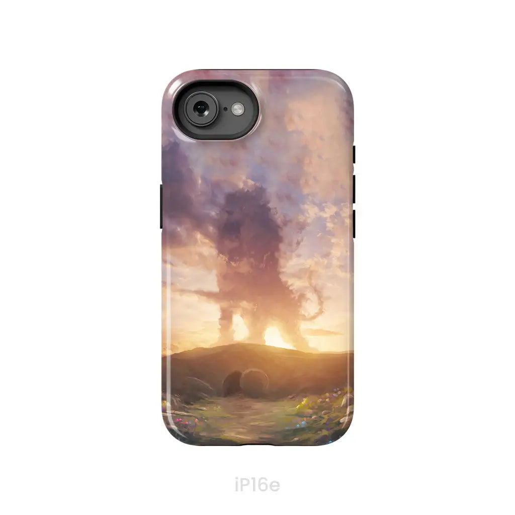 Lion of Judah above the empty tomb He is risen phone case Christian Easter phone cases iPhone 16e / Tough Case