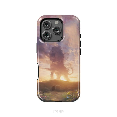 Lion of Judah above the empty tomb He is risen phone case Christian Easter phone cases iPhone 16 Pro / Tough Case