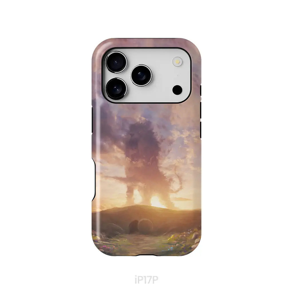 Lion of Judah above the empty tomb He is risen phone case Christian Easter phone cases iPhone 17 Pro / Tough Case