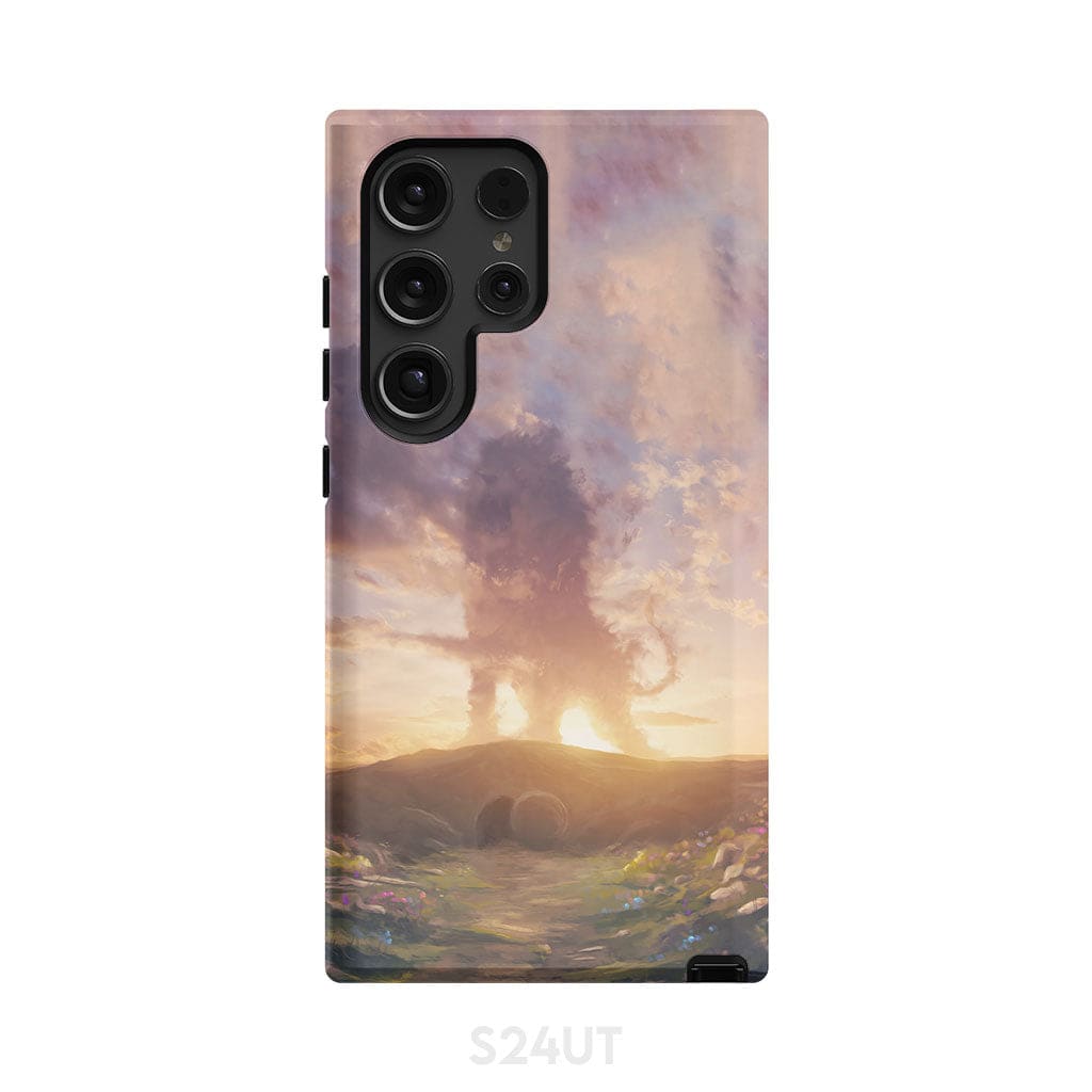 Lion of Judah above the empty tomb He is risen phone case Christian Easter cases Samsung Galaxy S24 Ultra / Tough