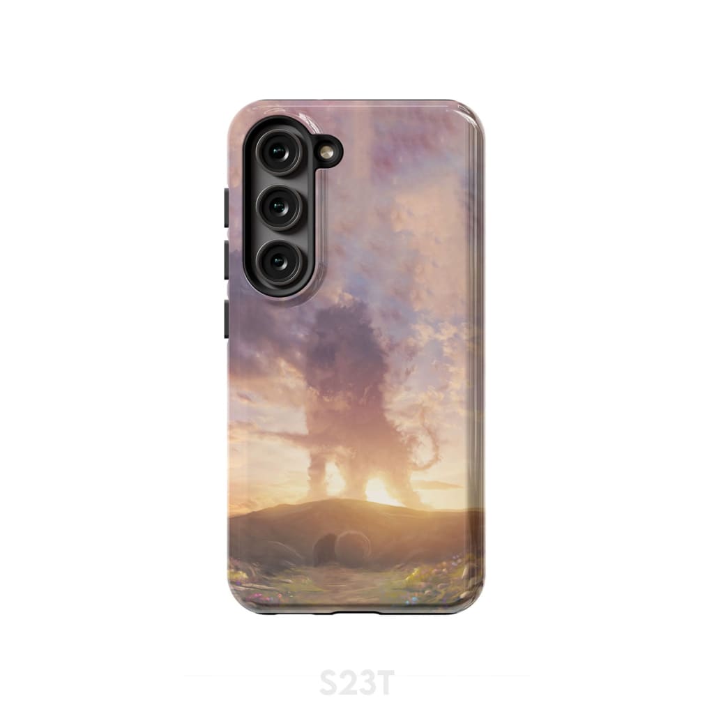 Lion of Judah above the empty tomb He is risen phone case Christian Easter cases Samsung Galaxy S23 (Not for FE) / Tough