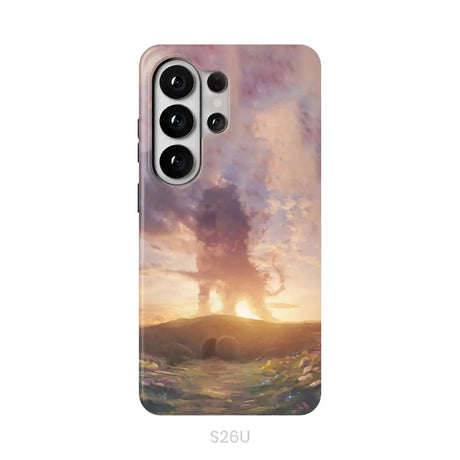 Lion of Judah above the empty tomb He is risen phone case Christian Easter phone cases Samsung Galaxy S26 Ultra / Tough