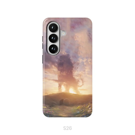 Lion of Judah above the empty tomb He is risen phone case Christian Easter phone cases Samsung Galaxy S26 / Tough Case