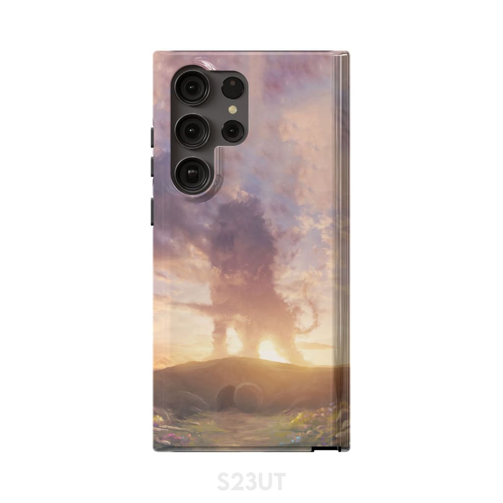 Lion of Judah above the empty tomb He is risen phone case Christian Easter cases Samsung Galaxy S23 Ultra / Tough
