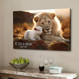 Lion of Judah Be still and know Psalm 46:10 Christian wall art canvas