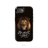 Lion of Judah Be still and know that I am God phone case Bible verse phone cases iPhone 16e / Tough Case