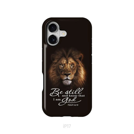 Lion of Judah Be still and know that I am God phone case Bible verse phone cases iPhone 17 / Tough Case