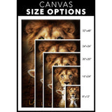 Religious wall art canvas featuring the Lion of Judah and Lamb of God, standing in unity, perfect for faith-filled home decor.