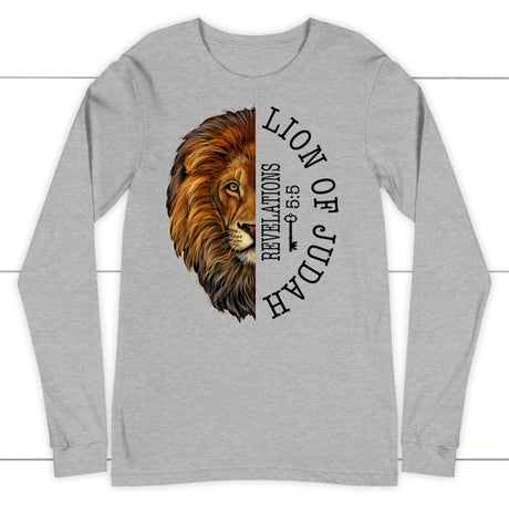 Lion of judah Revelation 5:5 Long Sleeve Shirt Athletic Heather / S