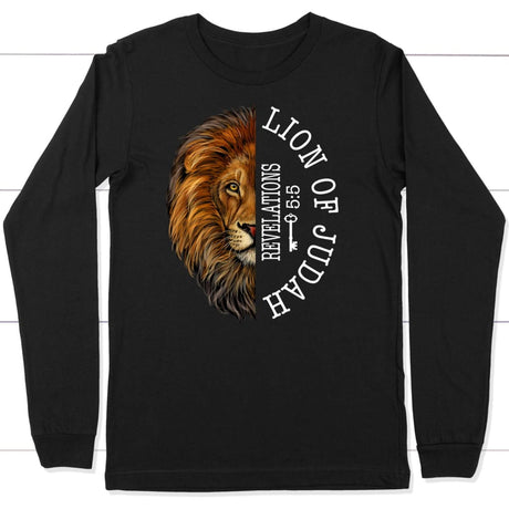 Lion of judah Revelation 5:5 Long Sleeve Shirt Black / S