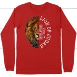 Lion of judah Revelation 5:5 Long Sleeve Shirt Red / S