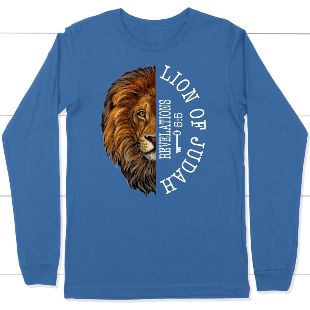 Lion of judah Revelation 5:5 Long Sleeve Shirt True Royal / S