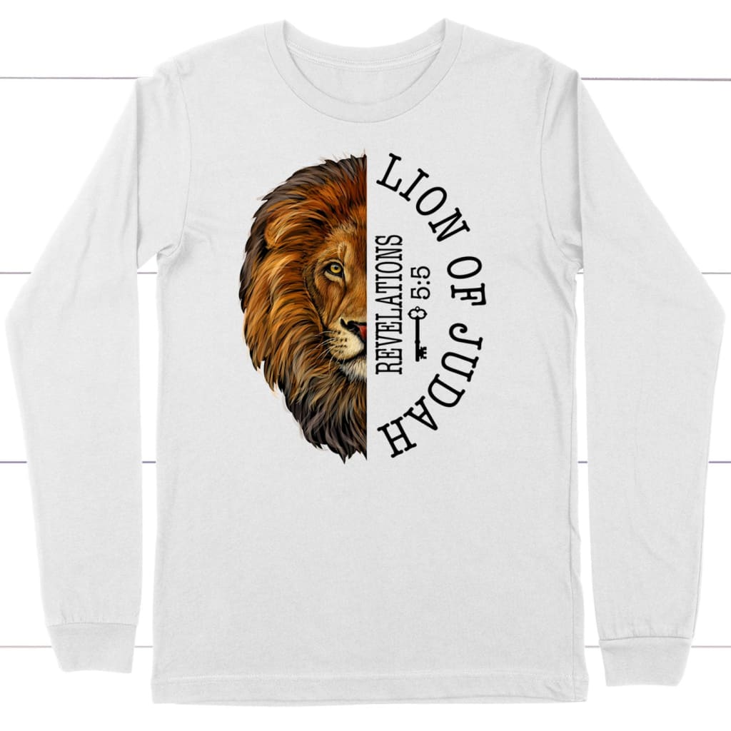 Lion of judah Revelation 5:5 Long Sleeve Shirt White / S