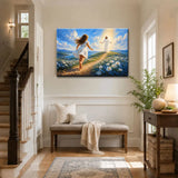 Jesus welcoming a little girl with open arms inspirational Christian canvas print