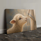 Jesus and little sheep faith inspired canvas print symbolizing hope, rescue, and grace