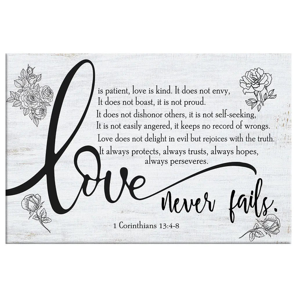Love Is Patient Love Is Kind 1 Corinthians 13:4-8 Canvas, Bible Verse Wall Art