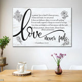 Bible Verse Wall Art, Love Is Patient Love Is Kind 1 Corinthians 13:4-8 Canvas Print - Bible Verse Wall Art Landscape / 12’’ x 8’’