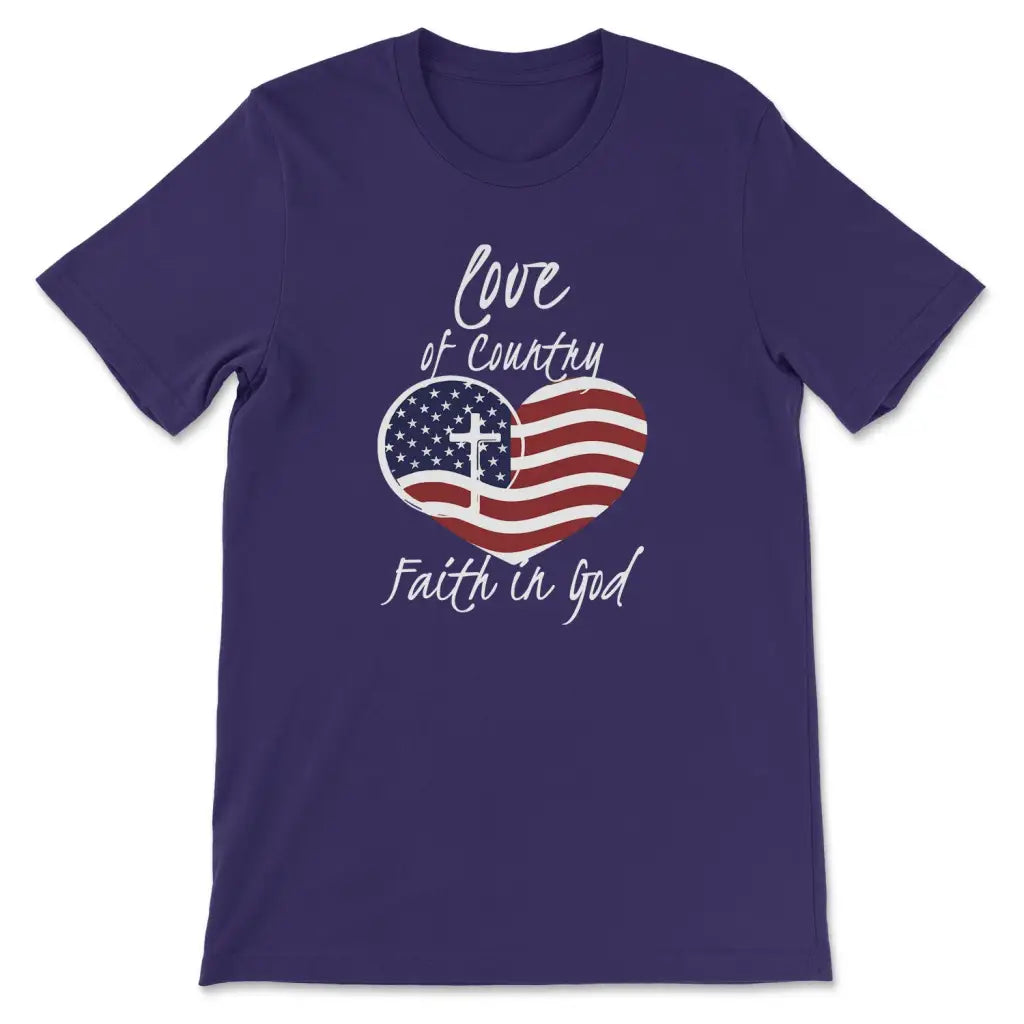 Love of country faith in God Christian t-shirt Team Purple / S