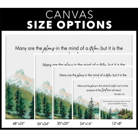 Many Are The Plans Proverbs 19:21 Canvas Size Options