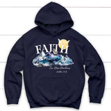 Matthew 17:20 Faith Can Move Mountains Hoodie Navy / S