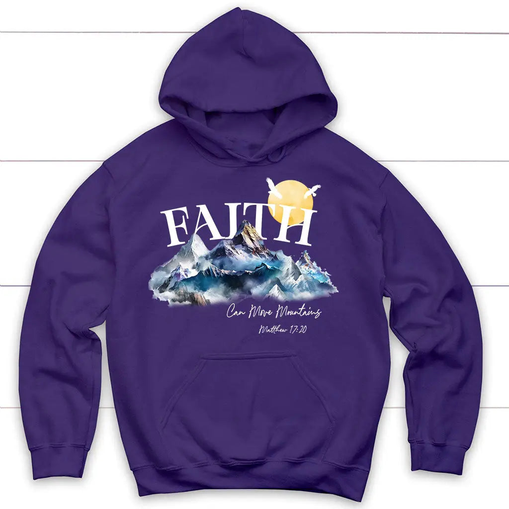 Matthew 17:20 Faith Can Move Mountains Hoodie Purple / S