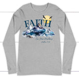 Matthew 17:20 Faith Can Move Mountains Long Sleeve Shirt Athletic Heather / S