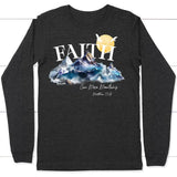 Matthew 17:20 Faith Can Move Mountains Long Sleeve Shirt Dark Grey Heather / S