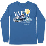 Matthew 17:20 Faith Can Move Mountains Long Sleeve Shirt True Royal / S