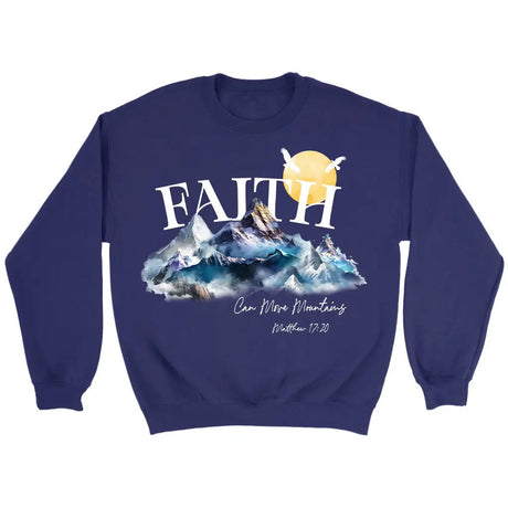 Matthew 17:20 Faith Can Move Mountains Sweatshirt Purple / S