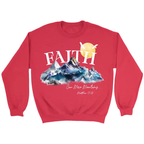 Matthew 17:20 Faith Can Move Mountains Sweatshirt Red / S
