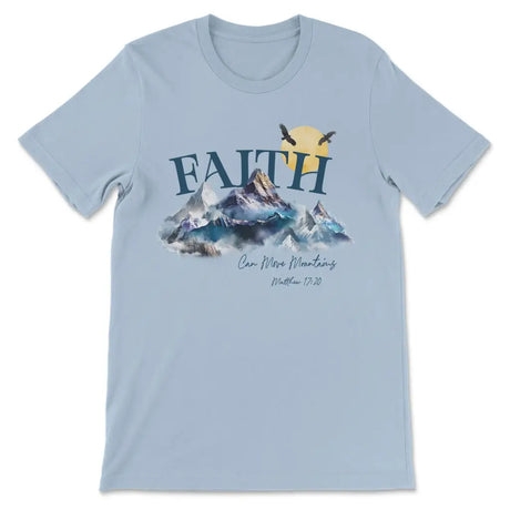 Matthew 17:20 Faith Can Move Mountains T-shirt Light Blue / S