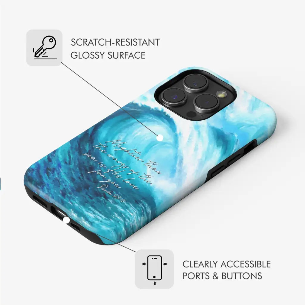 Mightier than the waves of sea Christian phone case