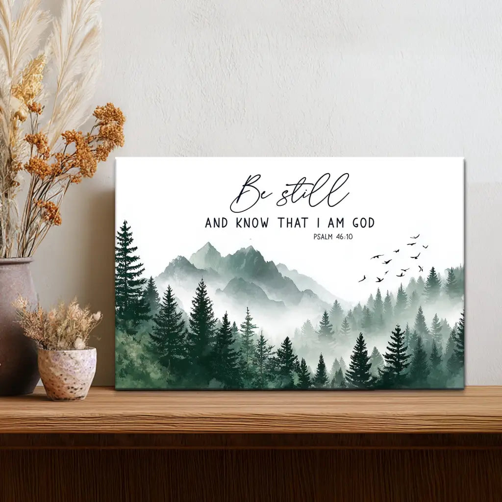 Faith-based wall decor symbolizing calm, trust, and God’s comforting guidance.