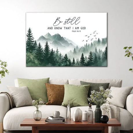 Mountain Be Still And Know That I Am God Psalm 46:10 Wall Art Canvas