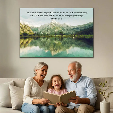 Mountain Lake Proverbs 3:5-6 Trust In The Lord With All Your Heart Christian Wall Art Canvas