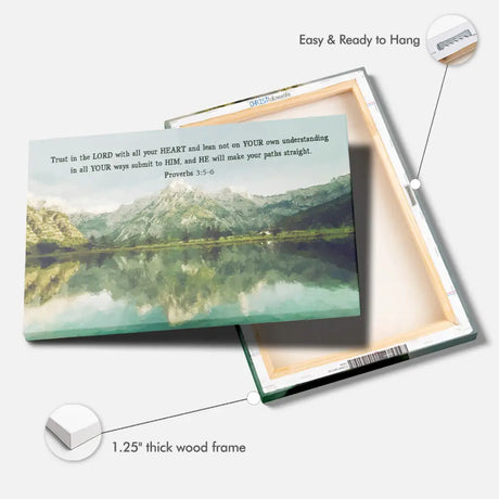 Mountain Lake Proverbs 3:5-6 Trust In The Lord With All Your Heart Christian Wall Art Canvas