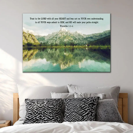 Christian Wall Art Canvas, Proverbs 3:5-6 Trust In The Lord With All Your Heart 