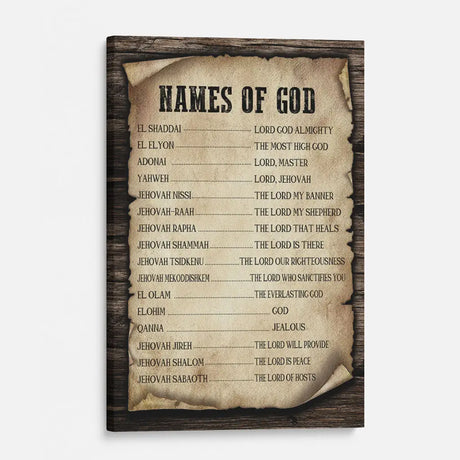 Beautiful Christian wall decor with the "Names of God" print, a meaningful and faith-centered gift for friends and family.