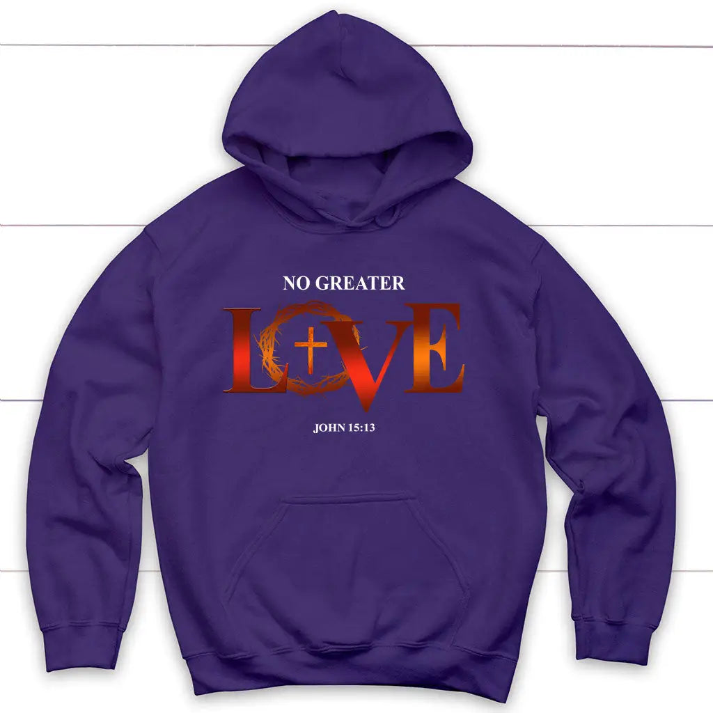 No Greater Love John 15:13 Bible Verse Hoodie Purple / S
