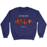 No Greater Love John 15:13 Bible Verse Sweatshirt Purple / S