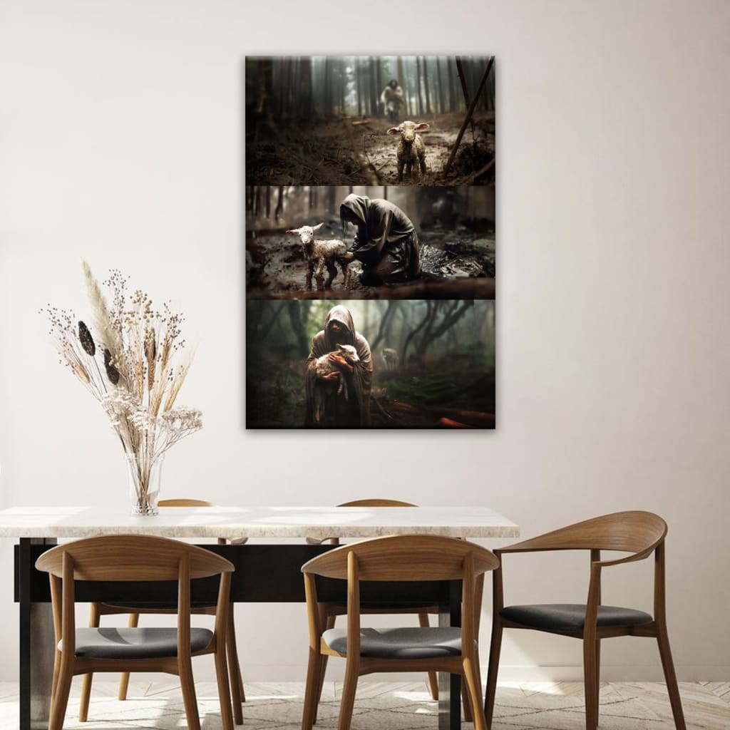(No Text) He Ran, He Rescued, He Carried Wall Art Canvas Print, Christian home decor