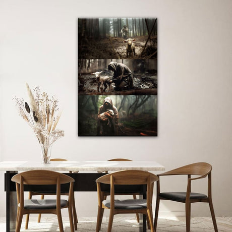 (No Text) He Ran, He Rescued, He Carried Wall Art Canvas Print, Christian home decor