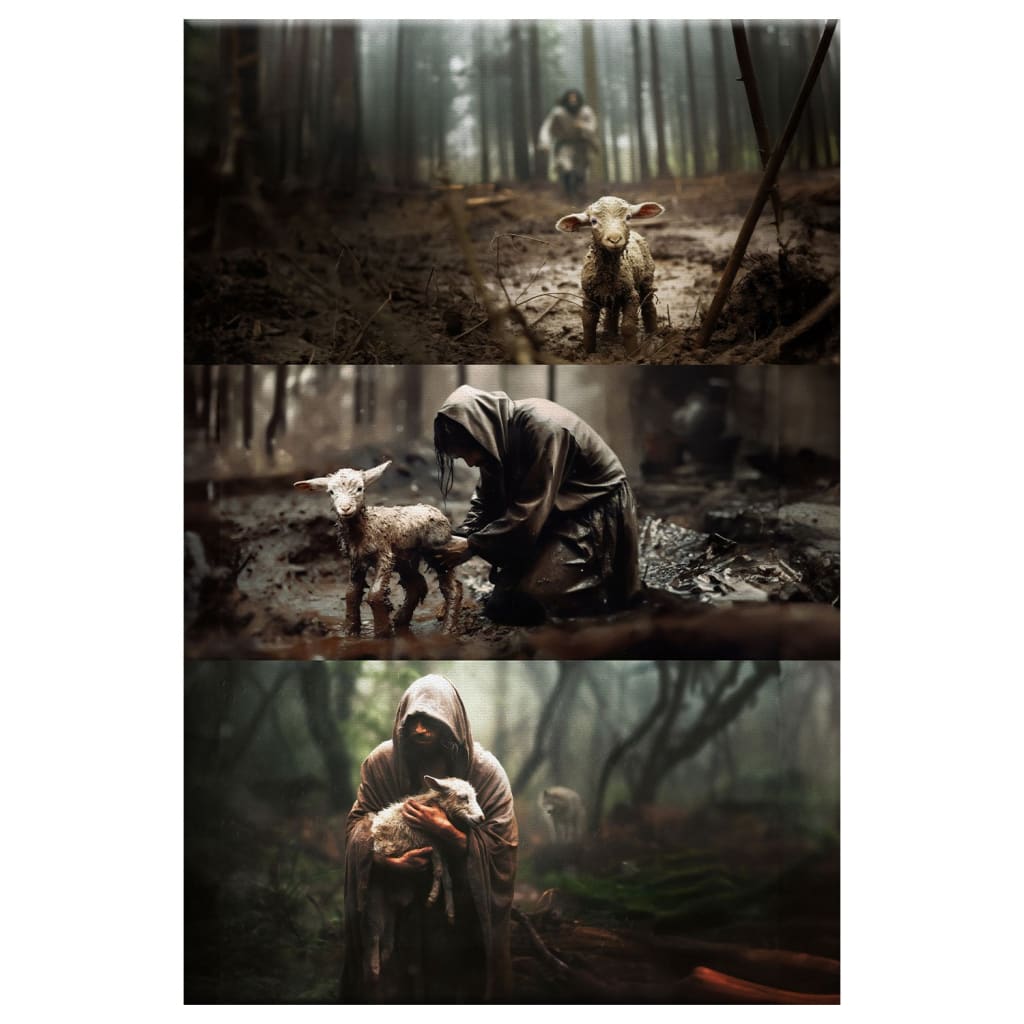 Inspirational wall art with "He Ran, He Rescued, He Carried," ideal Christian gift for scripture-based home decor.