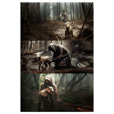 Inspirational wall art with "He Ran, He Rescued, He Carried," ideal Christian gift for scripture-based home decor.