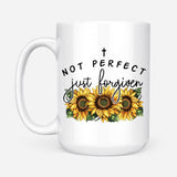 Not perfect just forgiven sunflowers coffee mug 15 oz