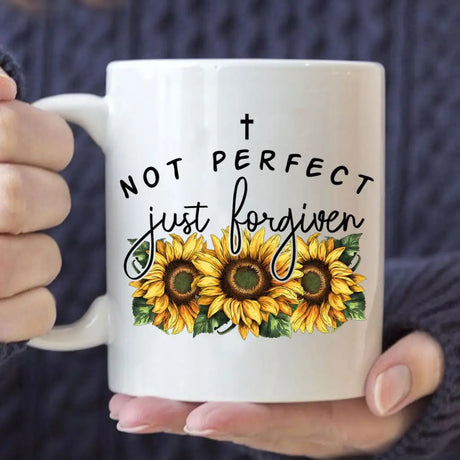 Not Perfect Just Forgiven Sunflowers Coffee Mug