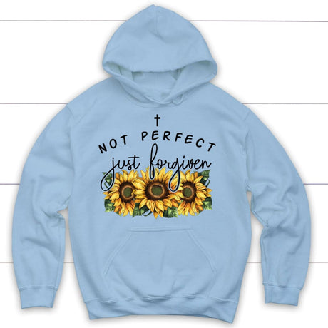 Not Perfect Just Forgiven Sunflowers Hoodie Light Blue / S