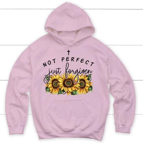 Not Perfect Just Forgiven Sunflowers Hoodie Light Pink / S