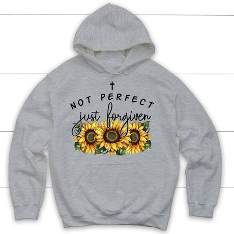 Not Perfect Just Forgiven Sunflowers Hoodie Sport Grey / S